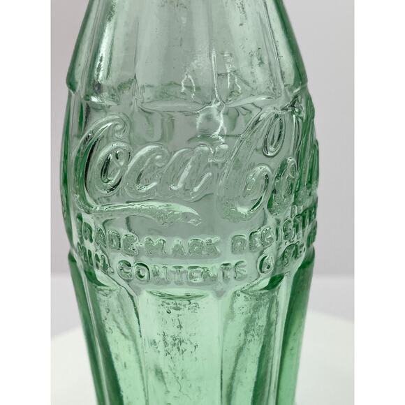 Vintage Coca Cola Bottle, 1957 Hobble Skirt Coke Bottle, Green Glass Collectible - Picture 2 of 11
